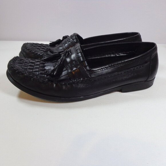Nunn Bush Mens‎ Black Woven Leather Penney Loafers Tassels Style 84111 Size 10M - Picture 3 of 8